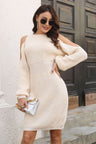 Ribbed Cold Shoulder Long Sleeve Sweater Dress king-general-store-5710.myshopify.com