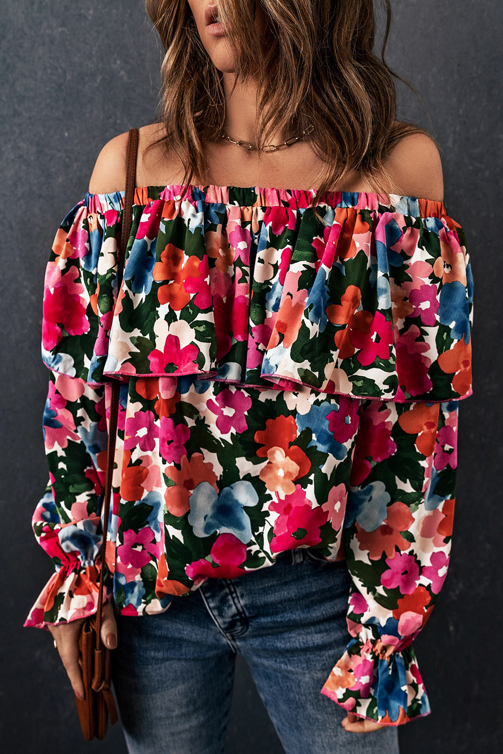 Floral Off-Shoulder Flounce Sleeve Layered Blouse king-general-store-5710.myshopify.com