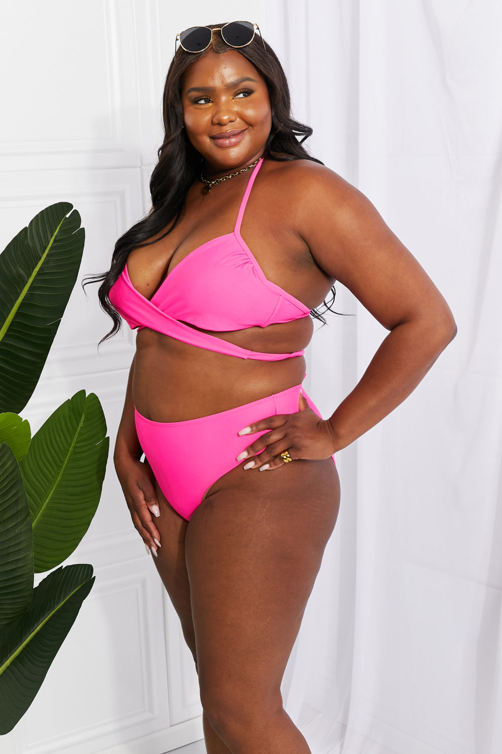 Marina West Swim Summer Splash Halter Bikini Set in Pink king-general-store-5710.myshopify.com