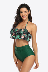 Two-Tone Ruffled Halter Neck Two-Piece Swimsuit king-general-store-5710.myshopify.com