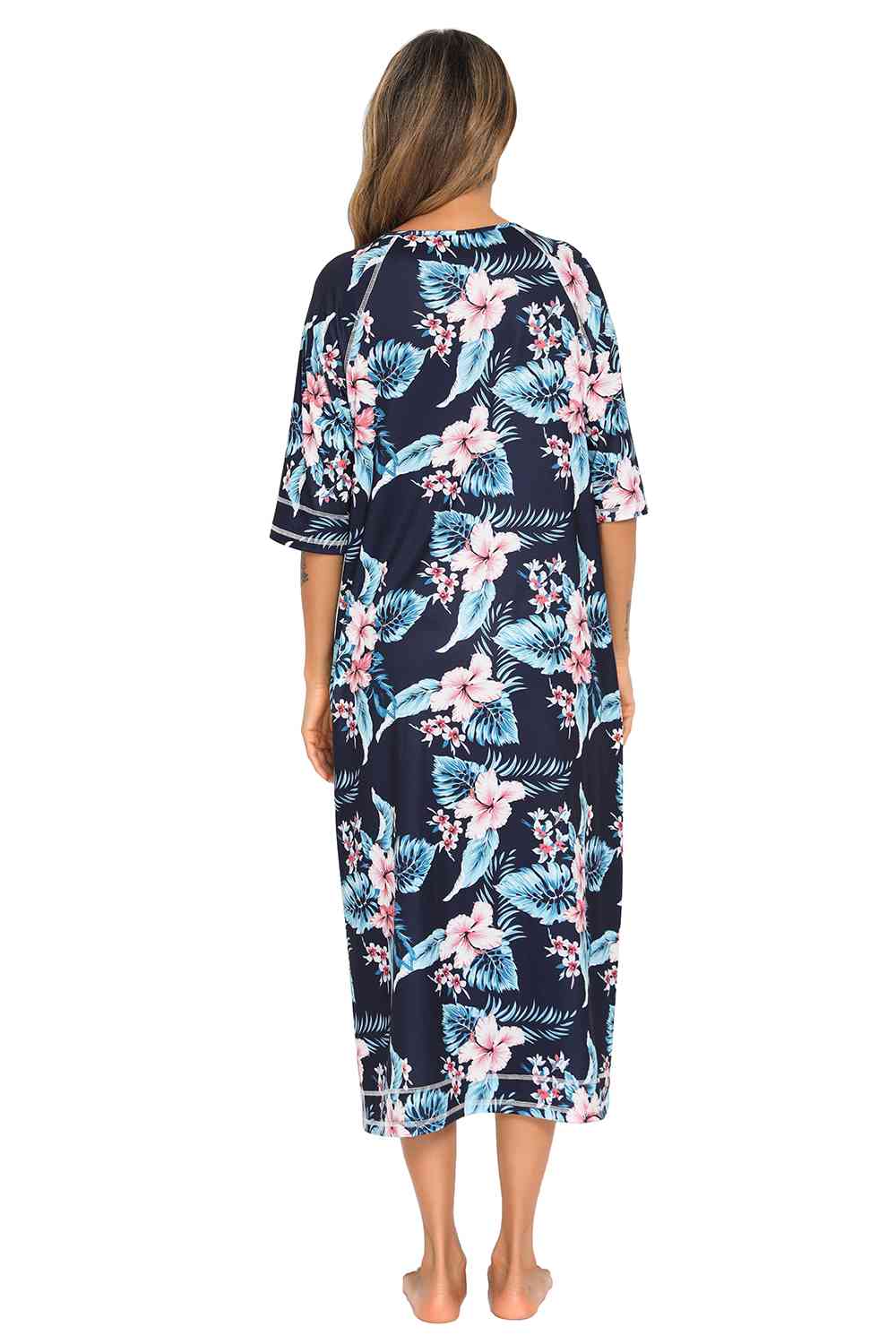 Printed Slit Night Dress with Pockets king-general-store-5710.myshopify.com