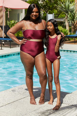 Marina West Swim Wave Break Contrast Trim One-Piece in Wine king-general-store-5710.myshopify.com