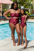 Marina West Swim Wave Break Contrast Trim One-Piece in Wine king-general-store-5710.myshopify.com