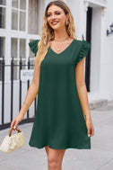 Ruffled V-Neck Flutter Sleeve Dress king-general-store-5710.myshopify.com