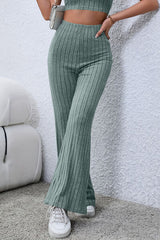 Basic Bae Full Size Ribbed High Waist Flare Pants king-general-store-5710.myshopify.com