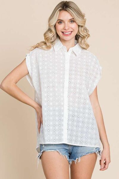 Culture Code Eyelet Crisscross Back Button Up Shirt king-general-store-5710.myshopify.com