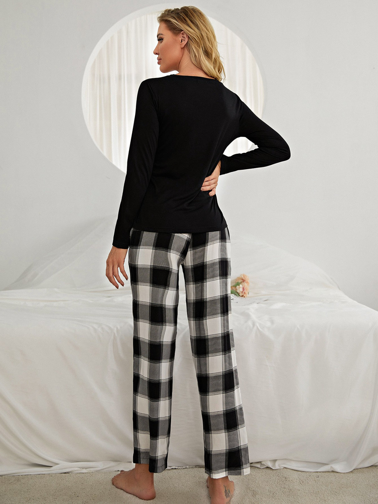 Plaid Heart Top and Pants Lounge Set king-general-store-5710.myshopify.com