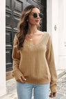 Ribbed Scoop Neck Long Sleeve Pullover Sweater king-general-store-5710.myshopify.com