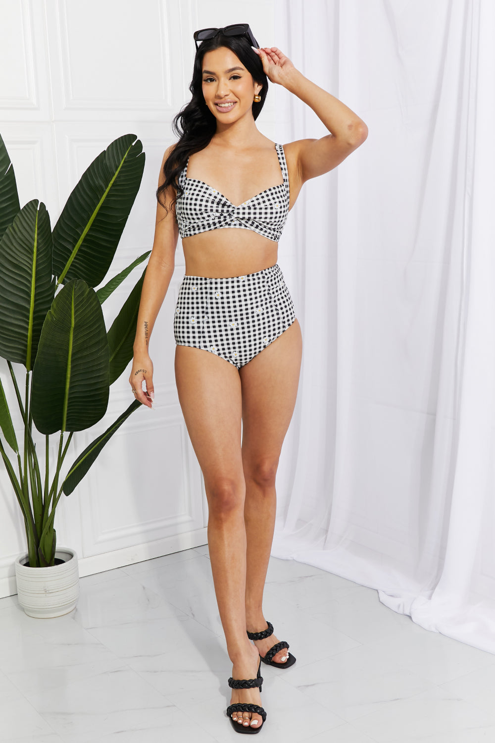 Marina West Swim Take A Dip Twist High-Rise Bikini in Black king-general-store-5710.myshopify.com