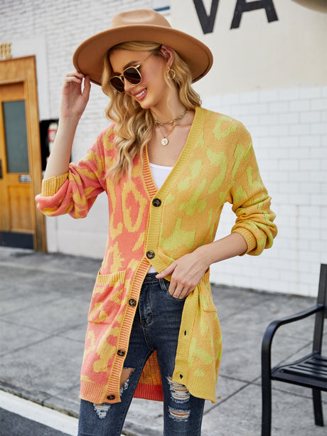 Leopard Button Down Longline Cardigan king-general-store-5710.myshopify.com