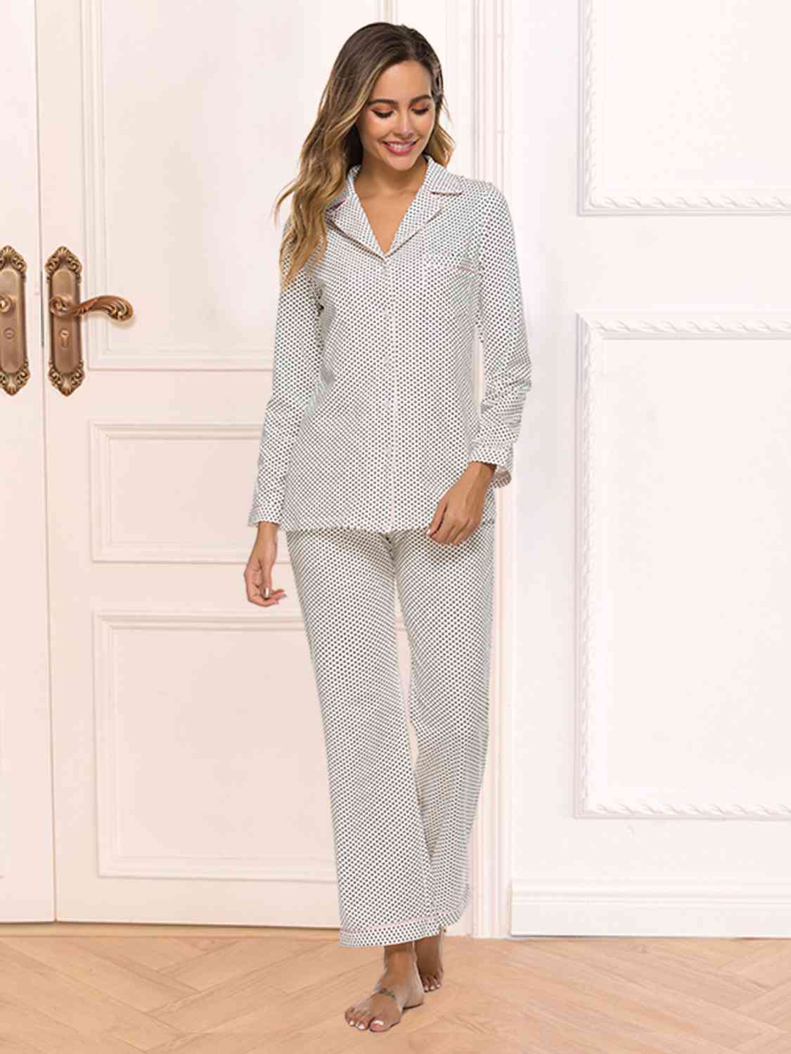 Collared Neck Loungewear Set with Pocket king-general-store-5710.myshopify.com