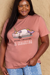 Simply Love Full Size BEING AWESOME IS EXHAUSTING Graphic Cotton Tee king-general-store-5710.myshopify.com