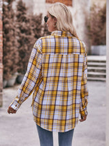 Plaid Dropped Shoulder Longline Shirt king-general-store-5710.myshopify.com