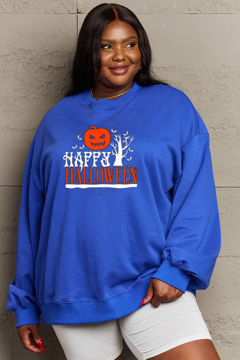 Simply Love Full Size HAPPY HALLOWEEN Graphic Sweatshirt king-general-store-5710.myshopify.com