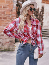 Plaid Dropped Shoulder Longline Shirt king-general-store-5710.myshopify.com