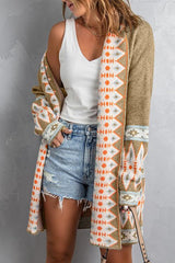 Geometric Open Front Long Sleeve Cardigan king-general-store-5710.myshopify.com