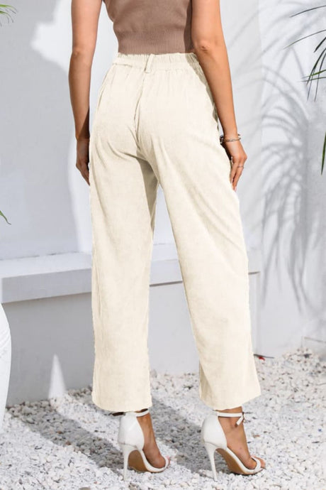 Buttoned  Straight Hem Long Pants king-general-store-5710.myshopify.com