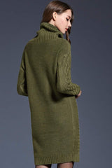 Woven Right Full Size Mixed Knit Cowl Neck Dropped Shoulder Sweater Dress king-general-store-5710.myshopify.com