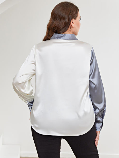 Plus Size Two-Tone Long Sleeve Shirt king-general-store-5710.myshopify.com