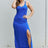 Culture Code Look At Me Full Size Notch Neck Maxi Dress with Slit in Cobalt Blue king-general-store-5710.myshopify.com