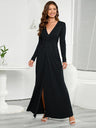 V-Neck Long Sleeve Split Dress king-general-store-5710.myshopify.com