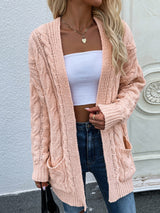 Cable-Knit Open Front Cardigan with Front Pockets king-general-store-5710.myshopify.com