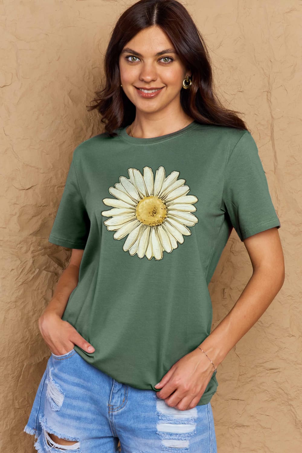 Simply Love Full Size FLOWER Graphic Cotton Tee king-general-store-5710.myshopify.com