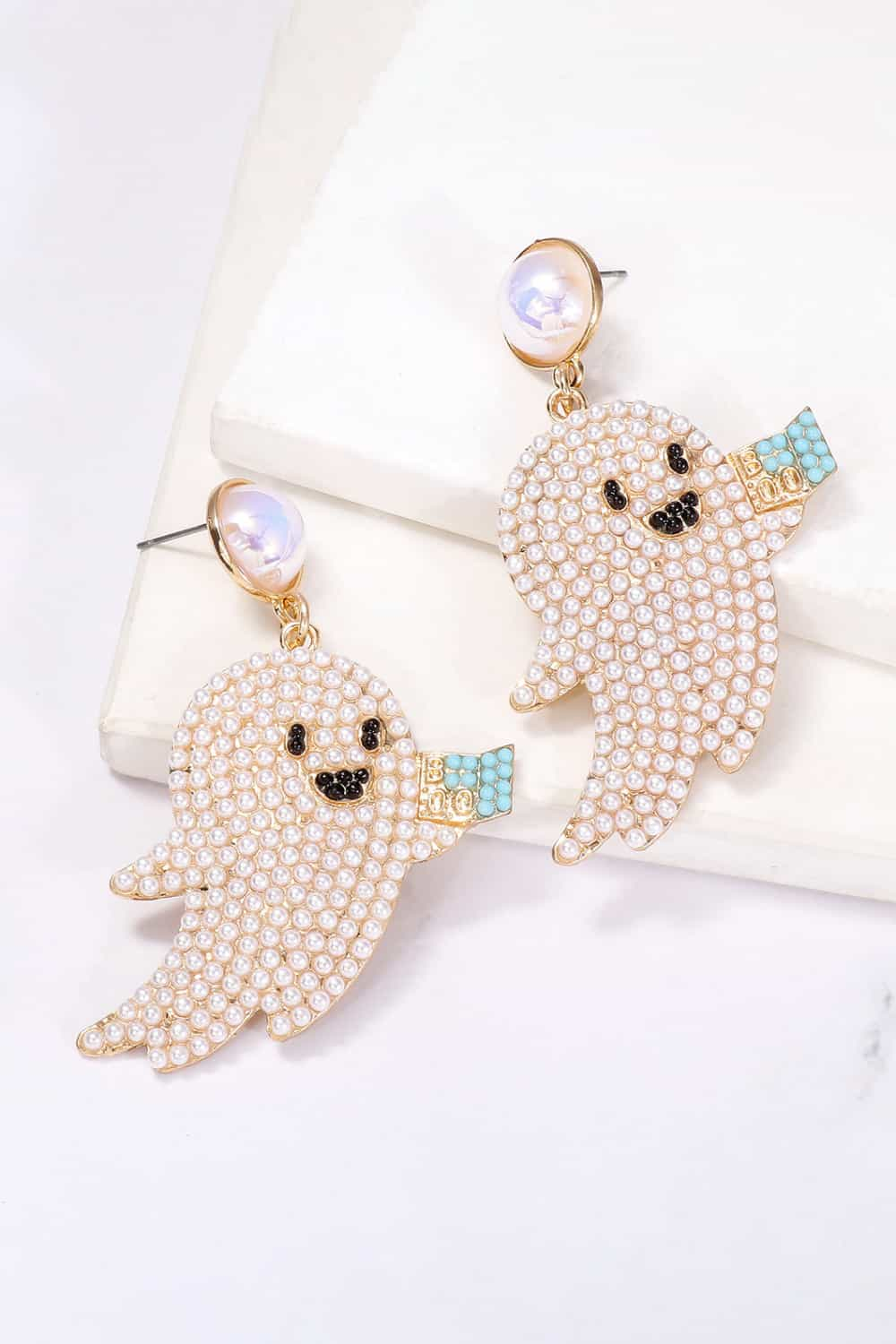 Ghost Shape Synthetic Pearl Dangle Earrings king-general-store-5710.myshopify.com