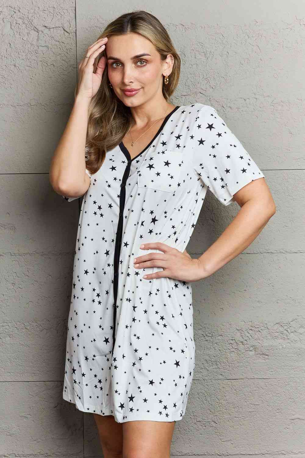 MOON NITE Quilted Quivers Button Down Sleepwear Dress king-general-store-5710.myshopify.com