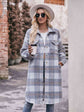 Plaid Dropped Shoulder Slit Coat king-general-store-5710.myshopify.com