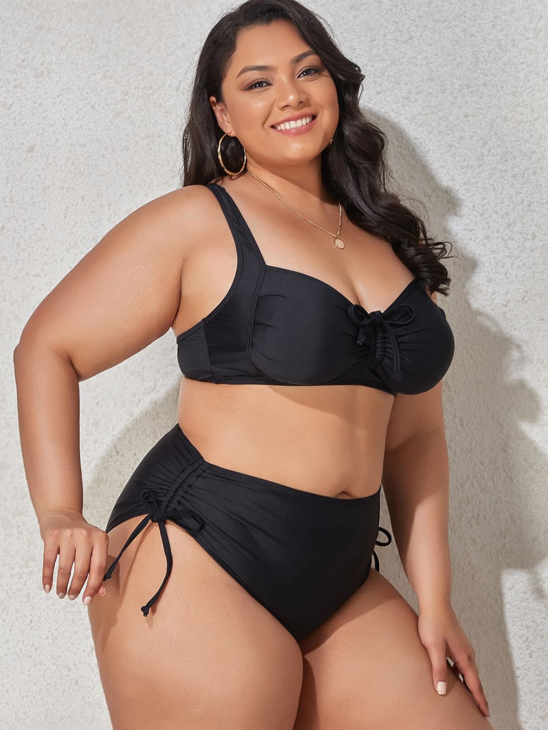 Plus Size Printed Drawstring Detail Bikini Set king-general-store-5710.myshopify.com