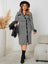 Plus Size Houndstooth Long Sleeve Slit Dress king-general-store-5710.myshopify.com