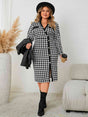 Plus Size Houndstooth Long Sleeve Slit Dress king-general-store-5710.myshopify.com