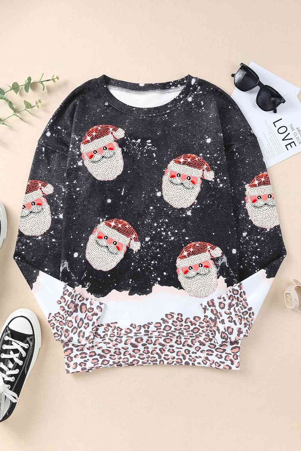 Sequin Patch Christmas Element Sweatshirt king-general-store-5710.myshopify.com