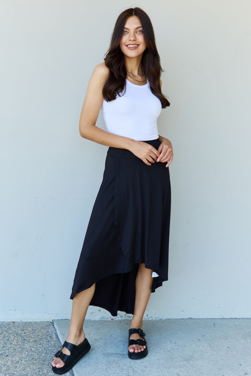 Ninexis First Choice High Waisted Flare Maxi Skirt in Black king-general-store-5710.myshopify.com