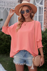 Round Neck Dolman Sleeve Textured Blouse king-general-store-5710.myshopify.com