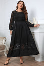 Plus Size Embroidery Round Neck Long Sleeve Maxi Dress king-general-store-5710.myshopify.com
