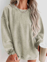 Round Neck Dropped Shoulder Sweatshirt king-general-store-5710.myshopify.com