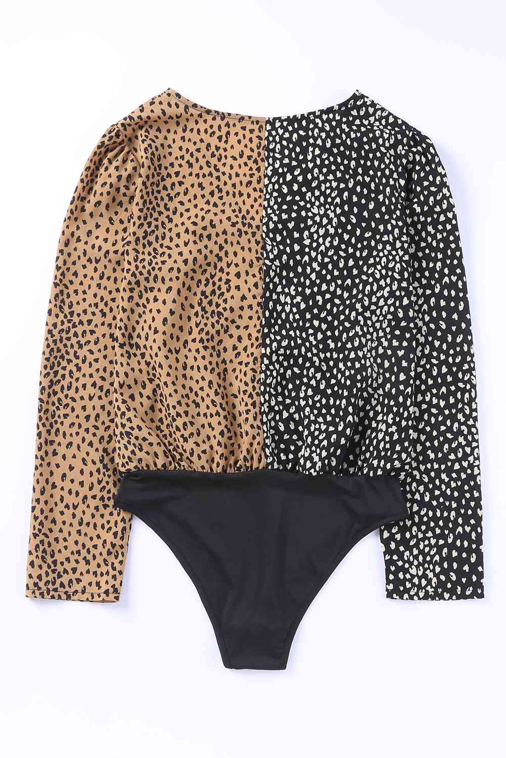 Leopard Surplice Neck Long Sleeve Bodysuit king-general-store-5710.myshopify.com