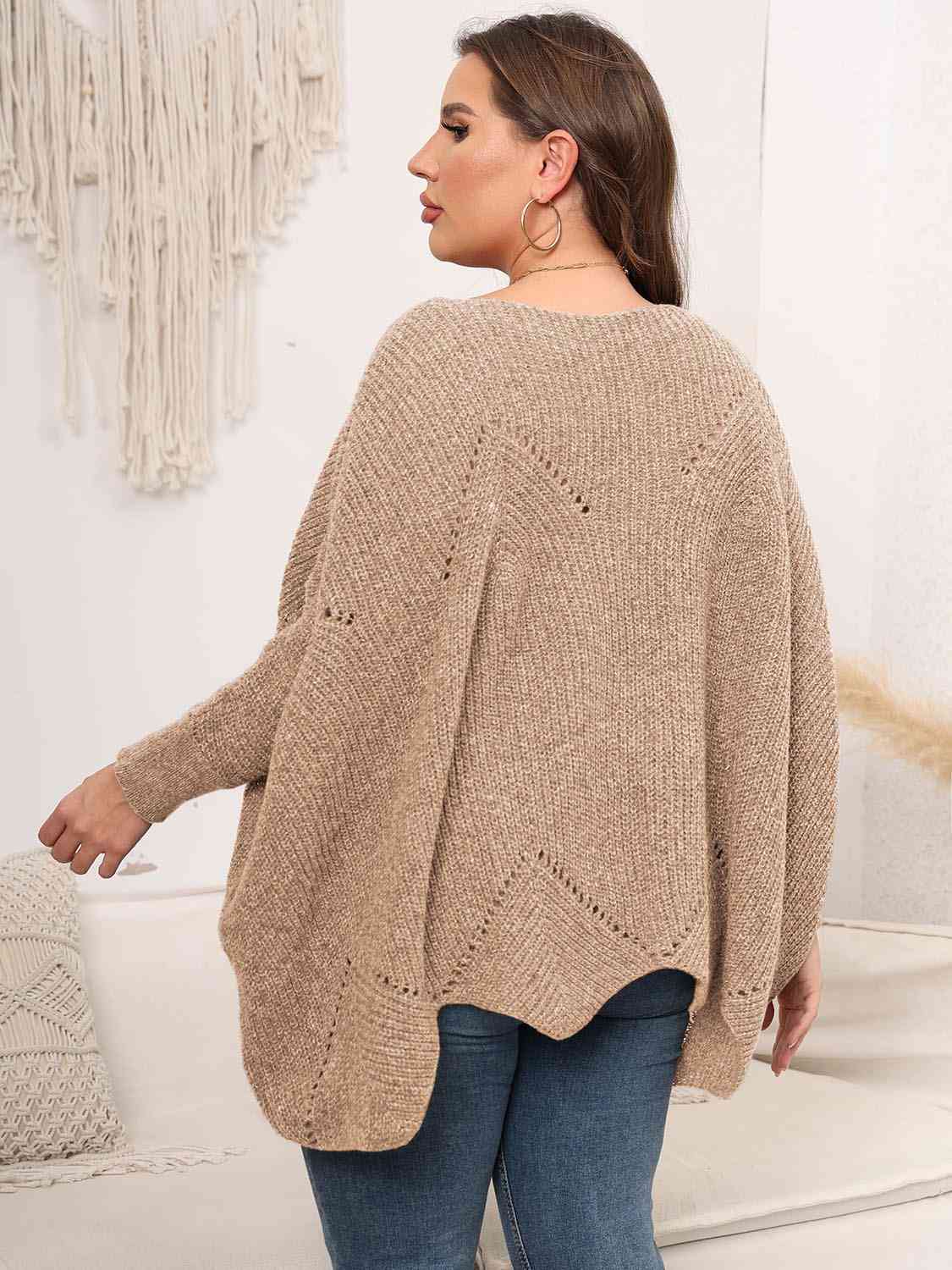 Plus Size Round Neck Batwing Sleeve Sweater king-general-store-5710.myshopify.com