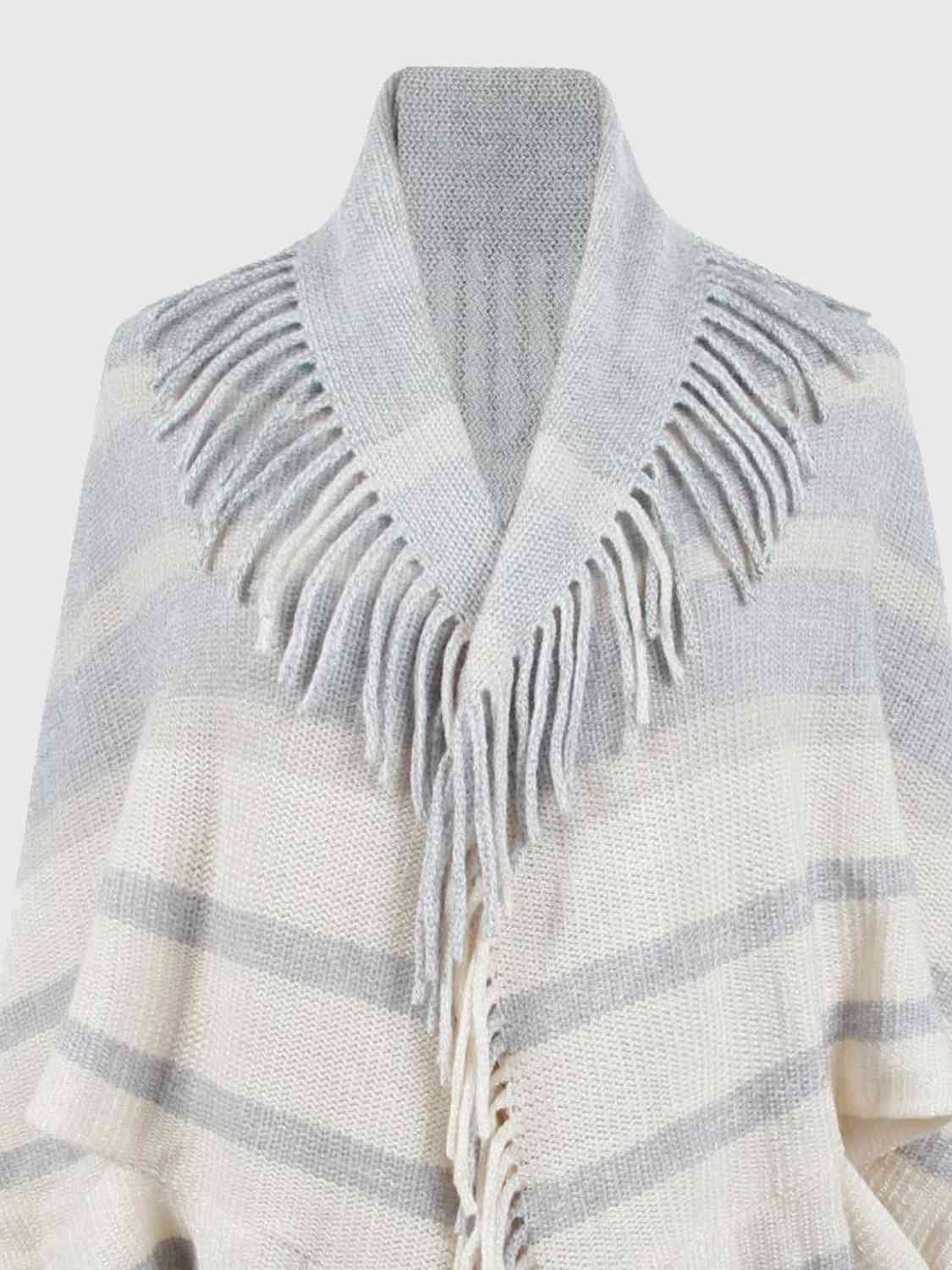 Fringe Detail Open Front Poncho king-general-store-5710.myshopify.com