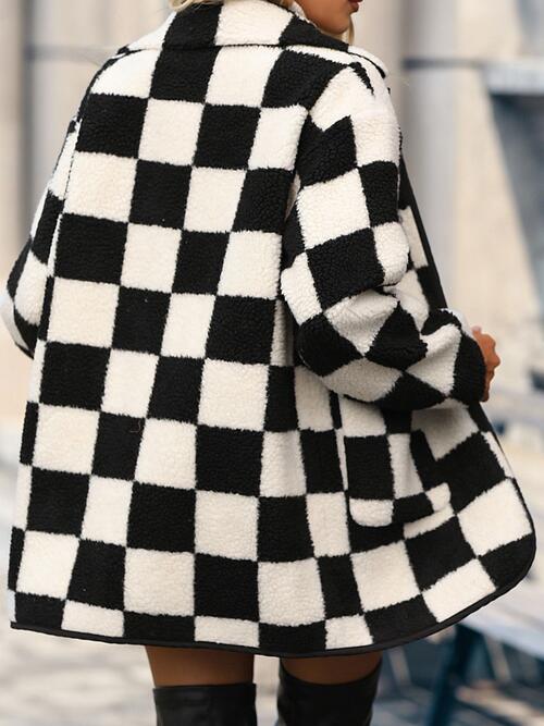 Double Take Full Size Checkered Button Front Coat with Pockets king-general-store-5710.myshopify.com