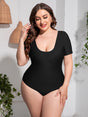 Plus Size Scoop Neck Short Sleeve One-Piece Swimsuit king-general-store-5710.myshopify.com