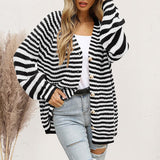 Striped Button Down Long Sleeve Cardigan king-general-store-5710.myshopify.com