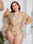 Plus Size Floral Open Back Long Sleeve One-Piece Swimsuit king-general-store-5710.myshopify.com