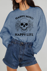 Simply Love Simply Love Full Size HAPPY MIND HAPPY LIFE SKULL Graphic Sweatshirt king-general-store-5710.myshopify.com