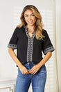 Double Take Embroidered Notched Neck Top king-general-store-5710.myshopify.com