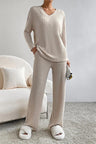 Ribbed V-Neck Top and Pants Set king-general-store-5710.myshopify.com