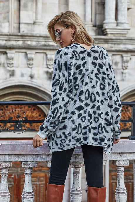 Leopard Longline Cardigan with Pockets king-general-store-5710.myshopify.com