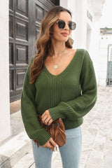 Ribbed Scoop Neck Long Sleeve Pullover Sweater king-general-store-5710.myshopify.com